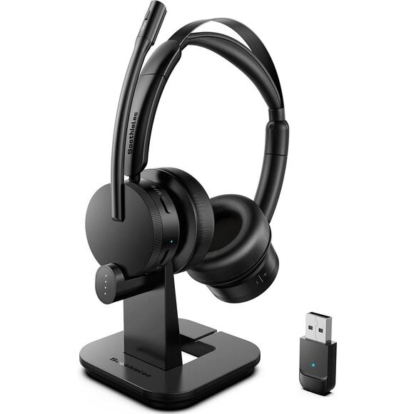 Soothielec Other - Wireless Headset with Mic for Work (Upgrade Volume Knob & Charging Indicator)